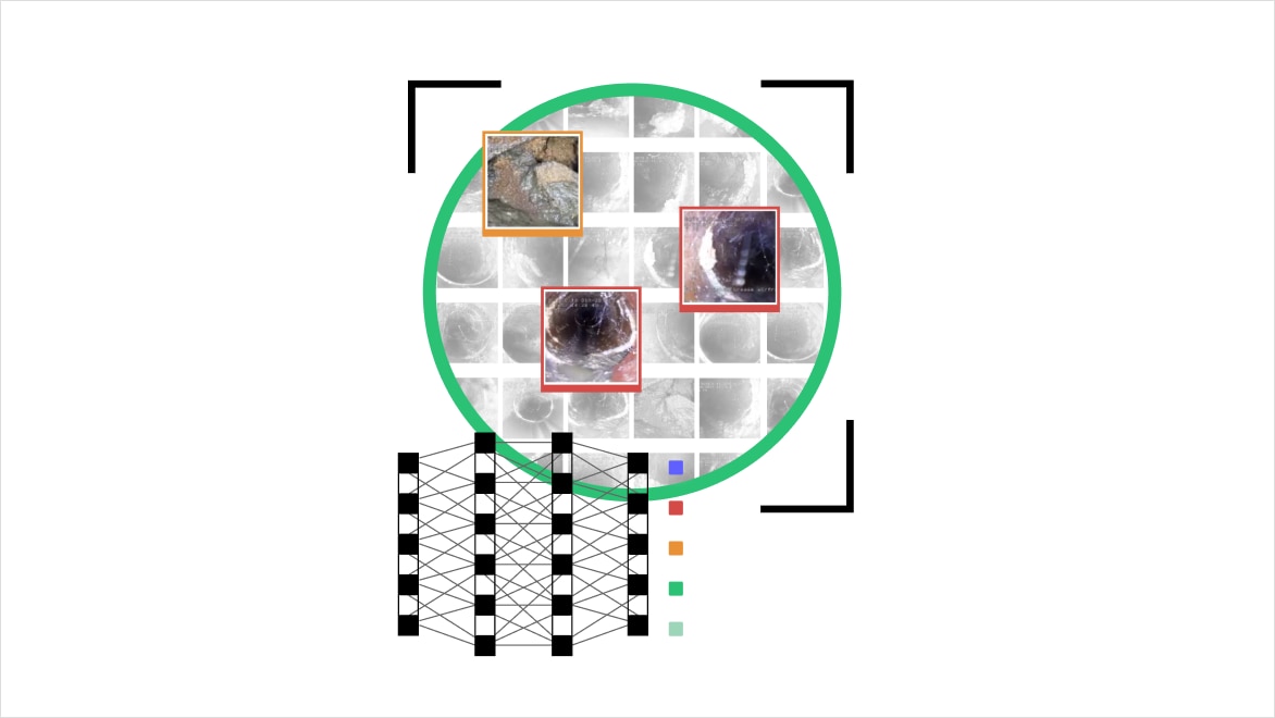 view of a pipe under an analyis overlay