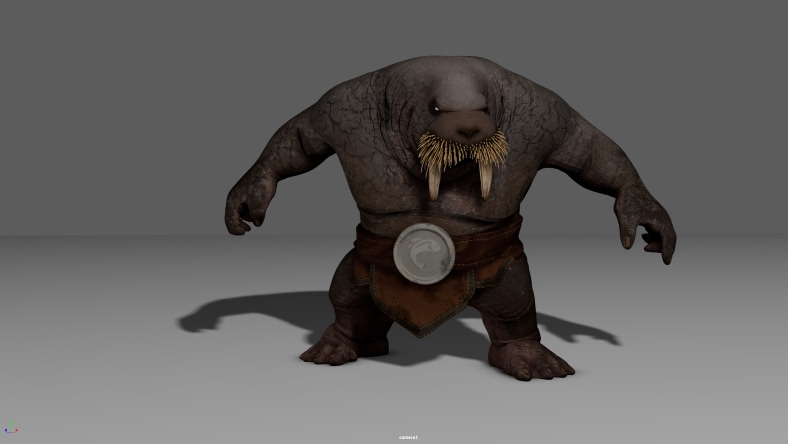 3D sumo walrus ready to fight