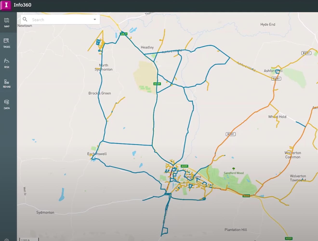 Map view within the Info360 Asset user interface