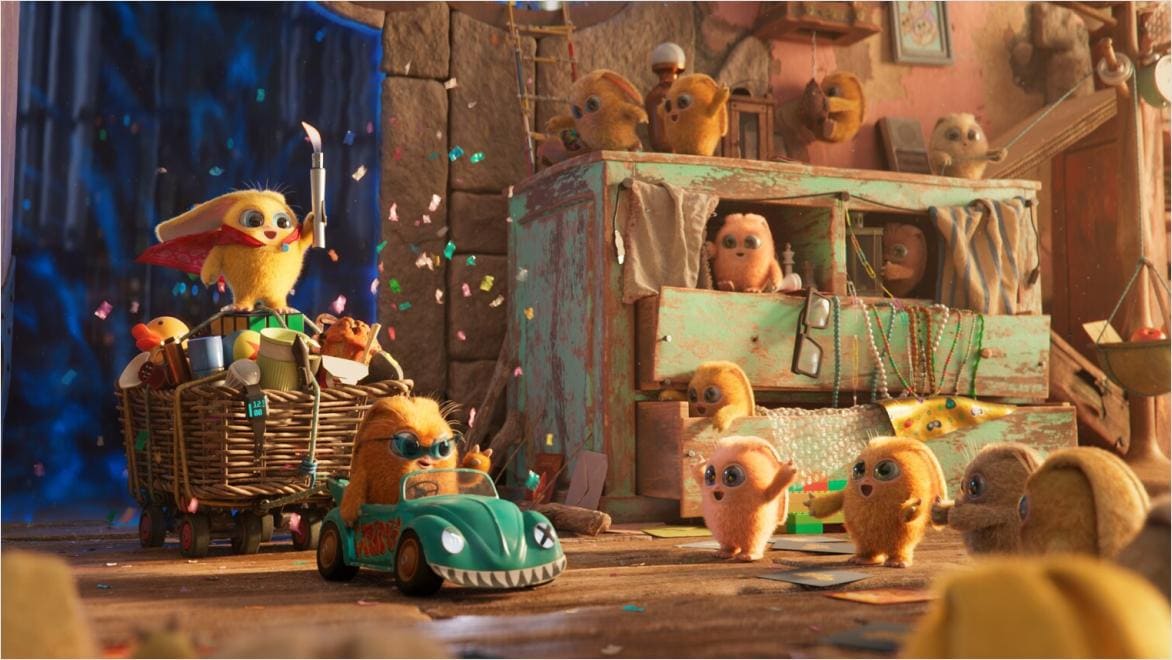 Viking character listening to music on headphones and dancing