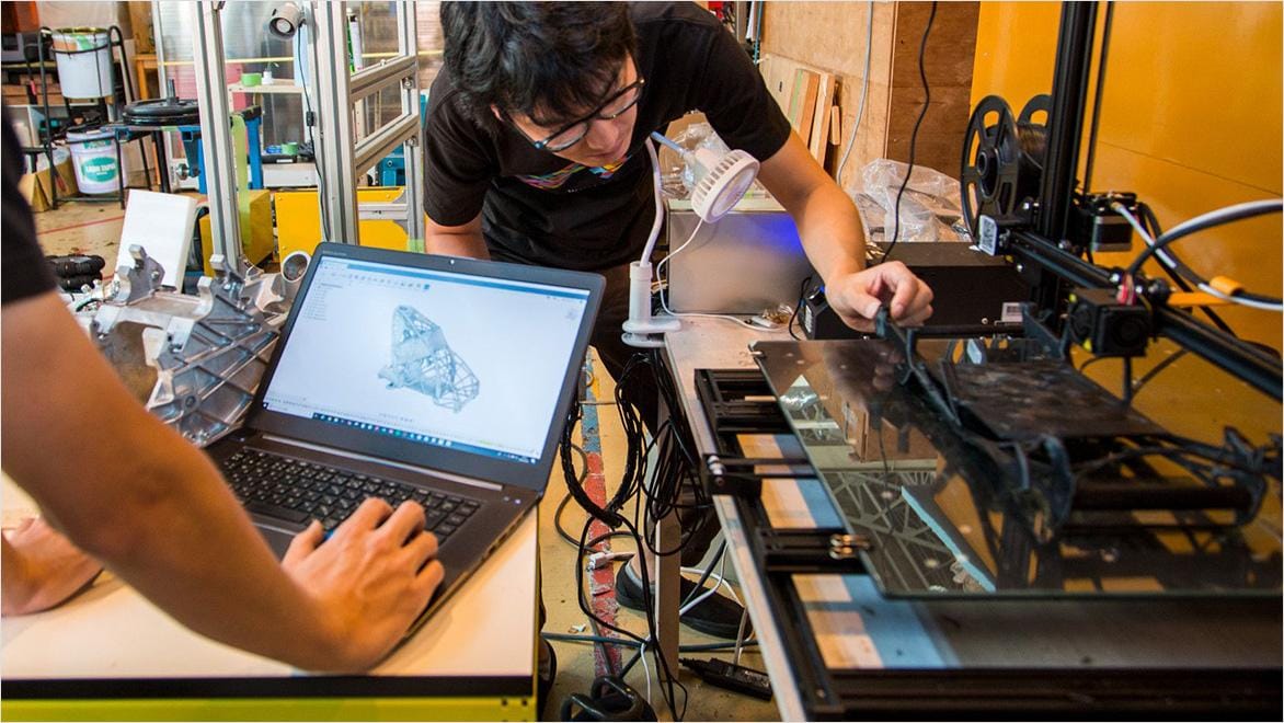 Generatively designed part designed in Fusion and 3d-printed prototype is shown