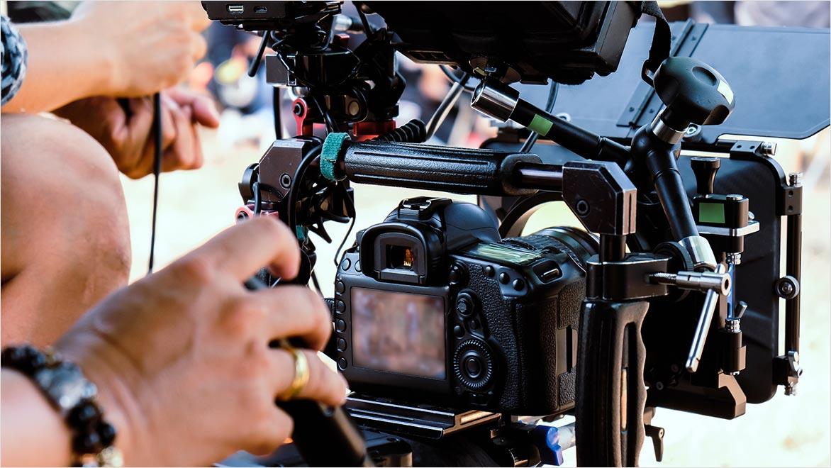 Filming with professional camera background