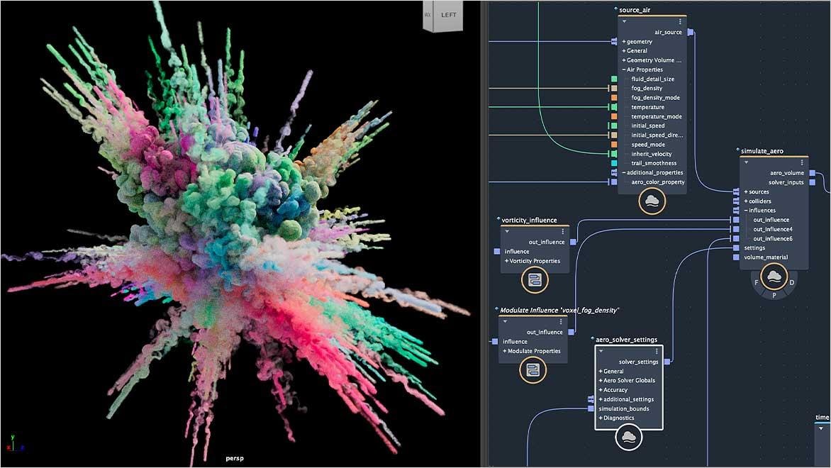 D fluid explosion with procedural node graph