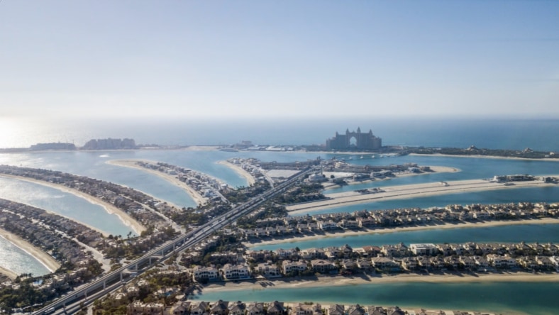 Modern coastal housing development in United Arab Emirates