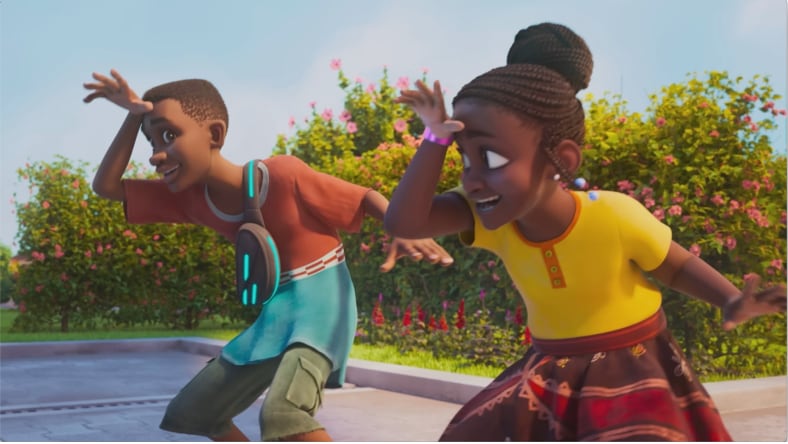 3D animated teenage characters doing a popular African dance