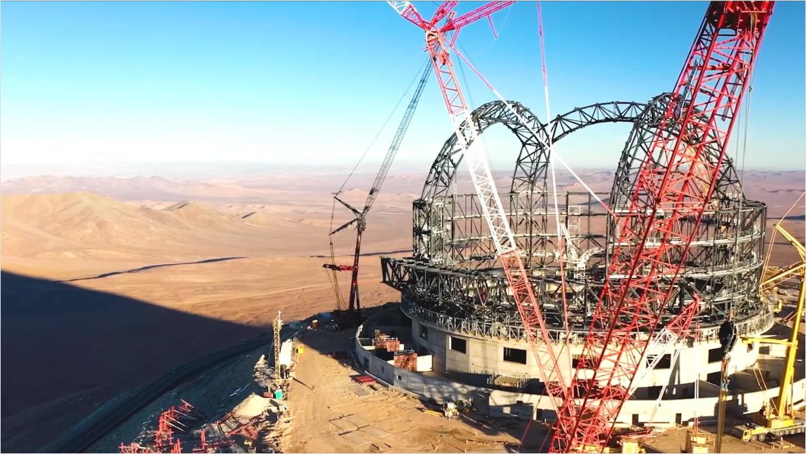 Modern construction site overlooking a high desert