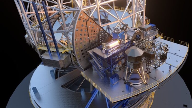 European Southern Observatory engineer working on a section of the telescope platform