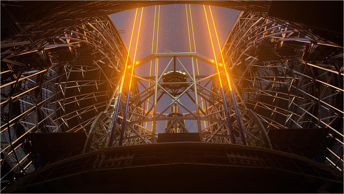 European Southern Observatory engineer working on a section of the telescope platform
