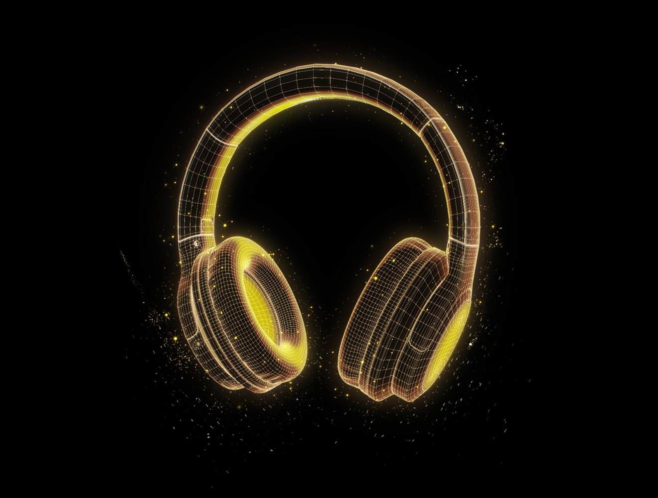 Headphones design against solid dark background