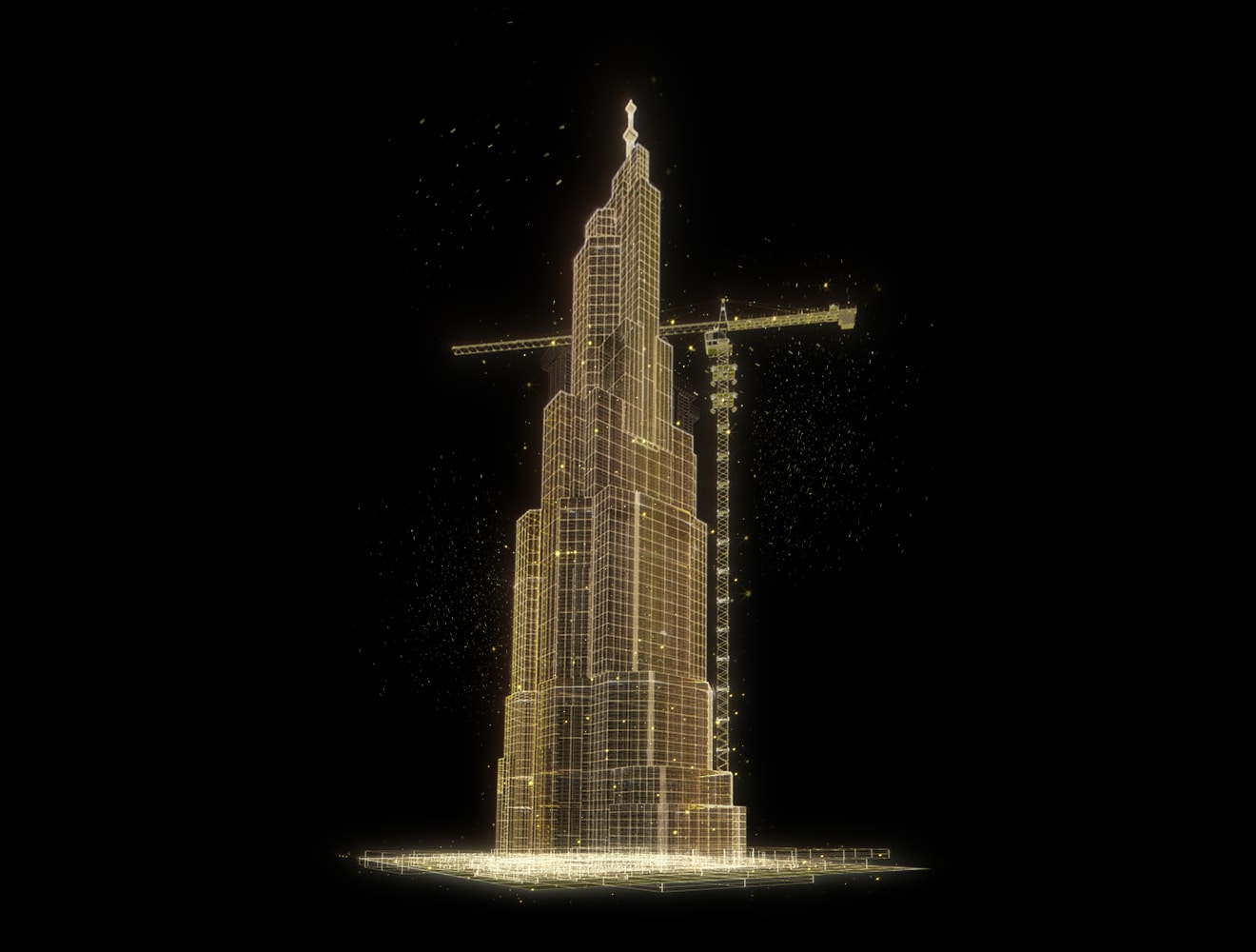 Skyscraper design against solid dark background