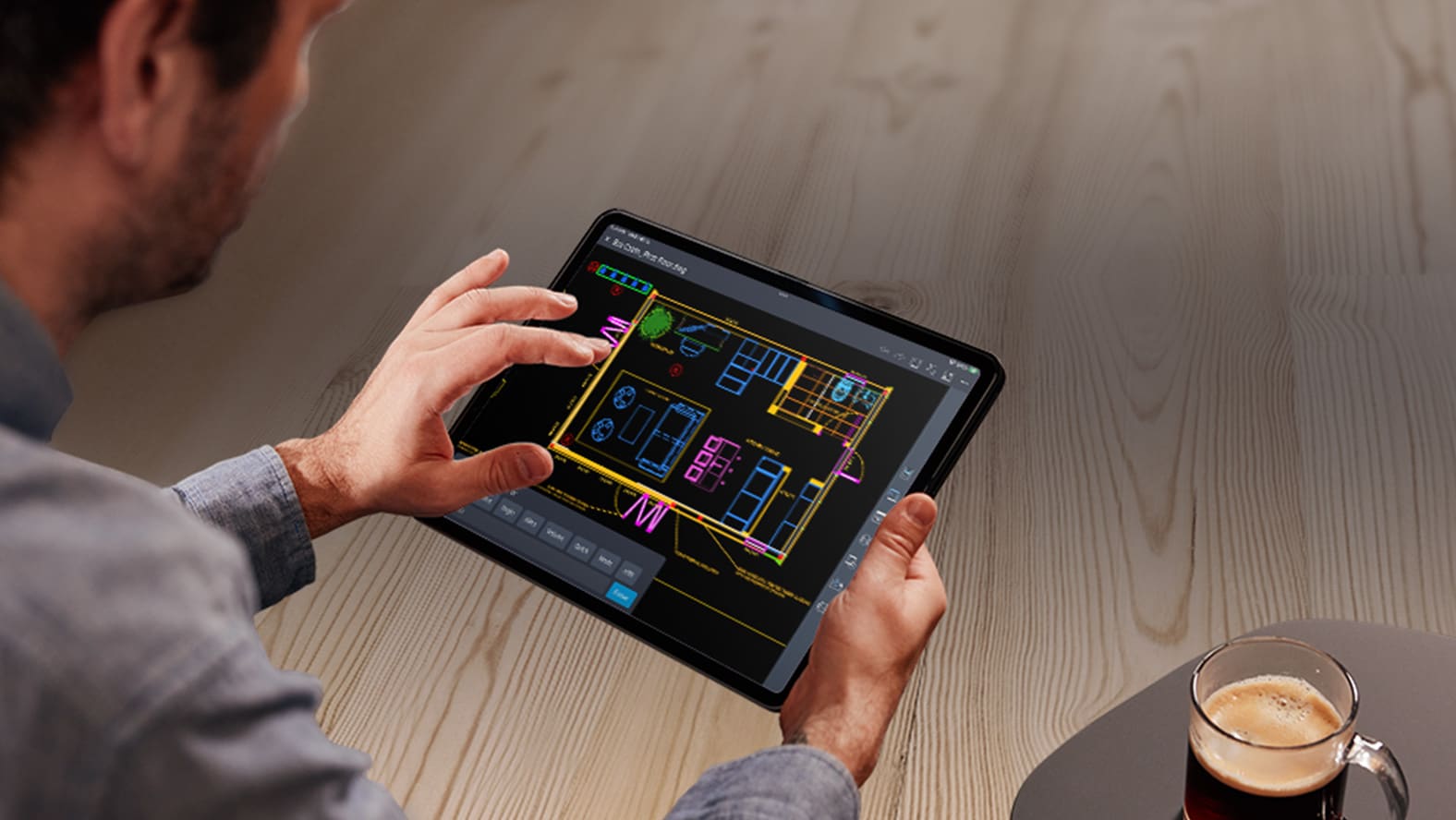 A person working on a CAD file using AutoCAD Web