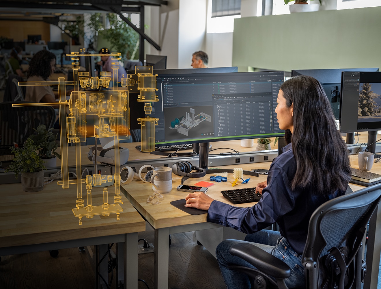 Engineer reviewing bill of materials on computer