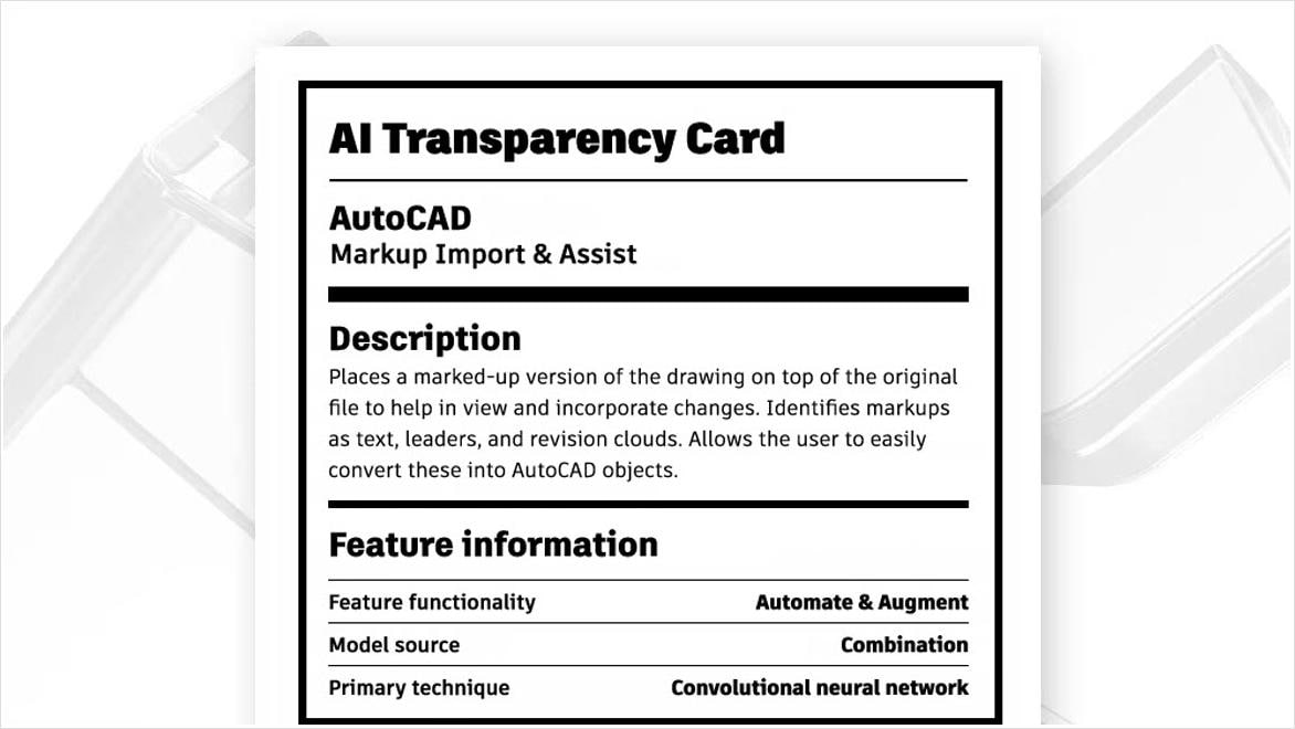 AI Transparency Card for Markup Import & Assist in AutoCAD