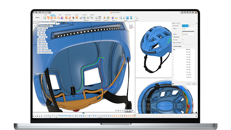 Helmet 3D design in Autodesk Fusion