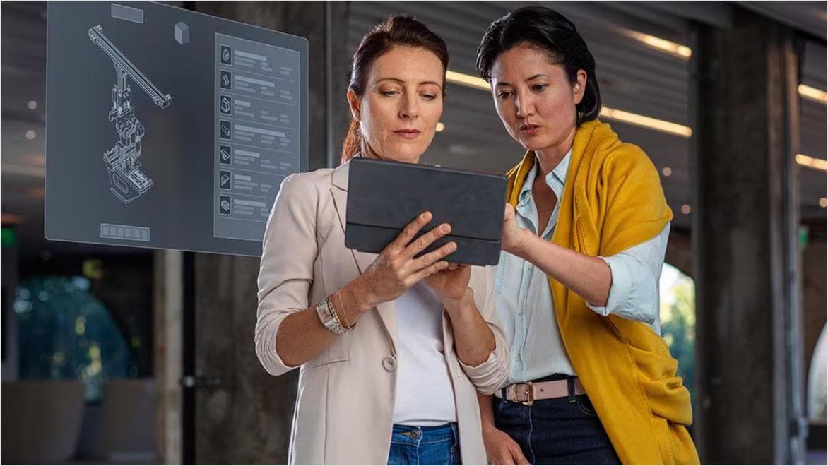 Women using bill of materials software