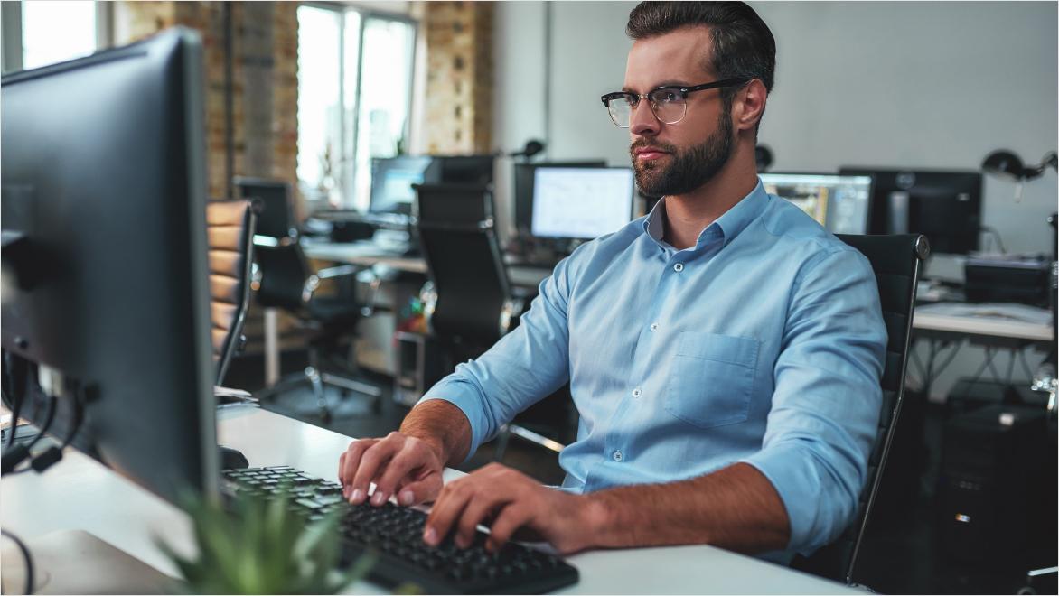 Woman using Autodesk Fusion Manage