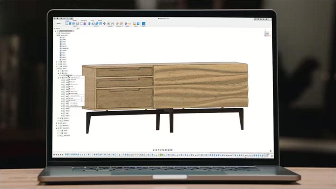 Furniture design in Autodesk Fusion.