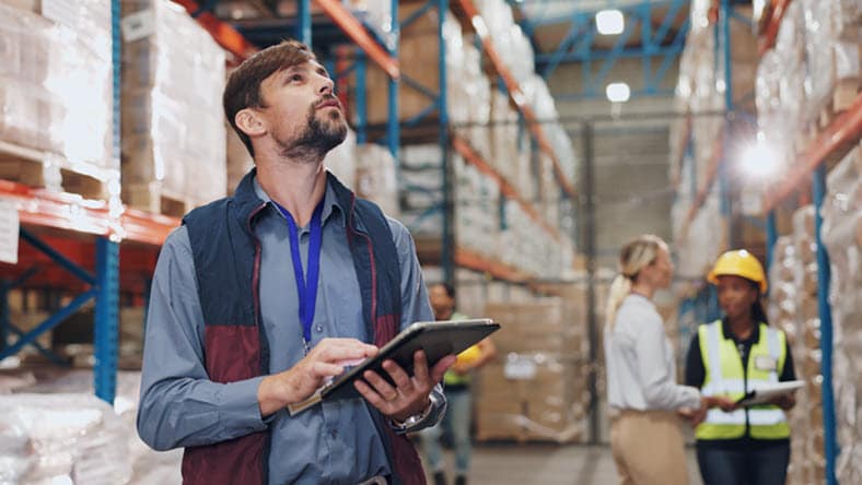 Man using PLM for quality control