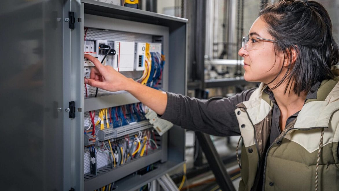 Women working in the electrical panel at Heirloom.