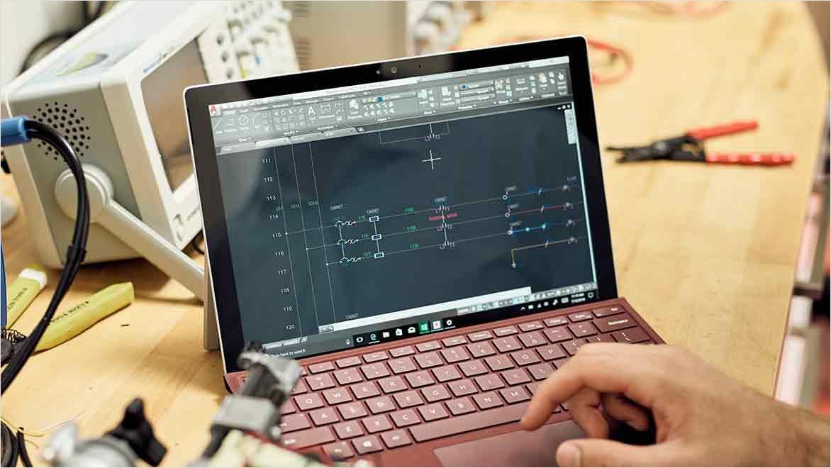 Man working in the electrical workshop at the Autodesk San Francisco Technology Center.