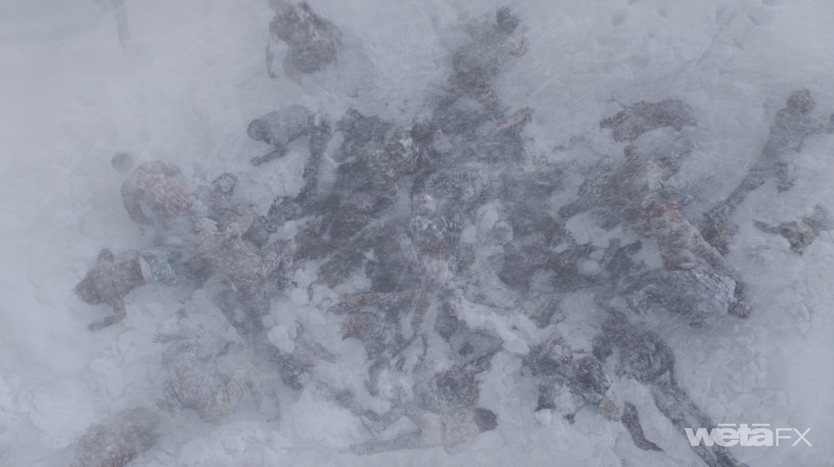 Infected from the Last of Us Season 2 in a blizzard.