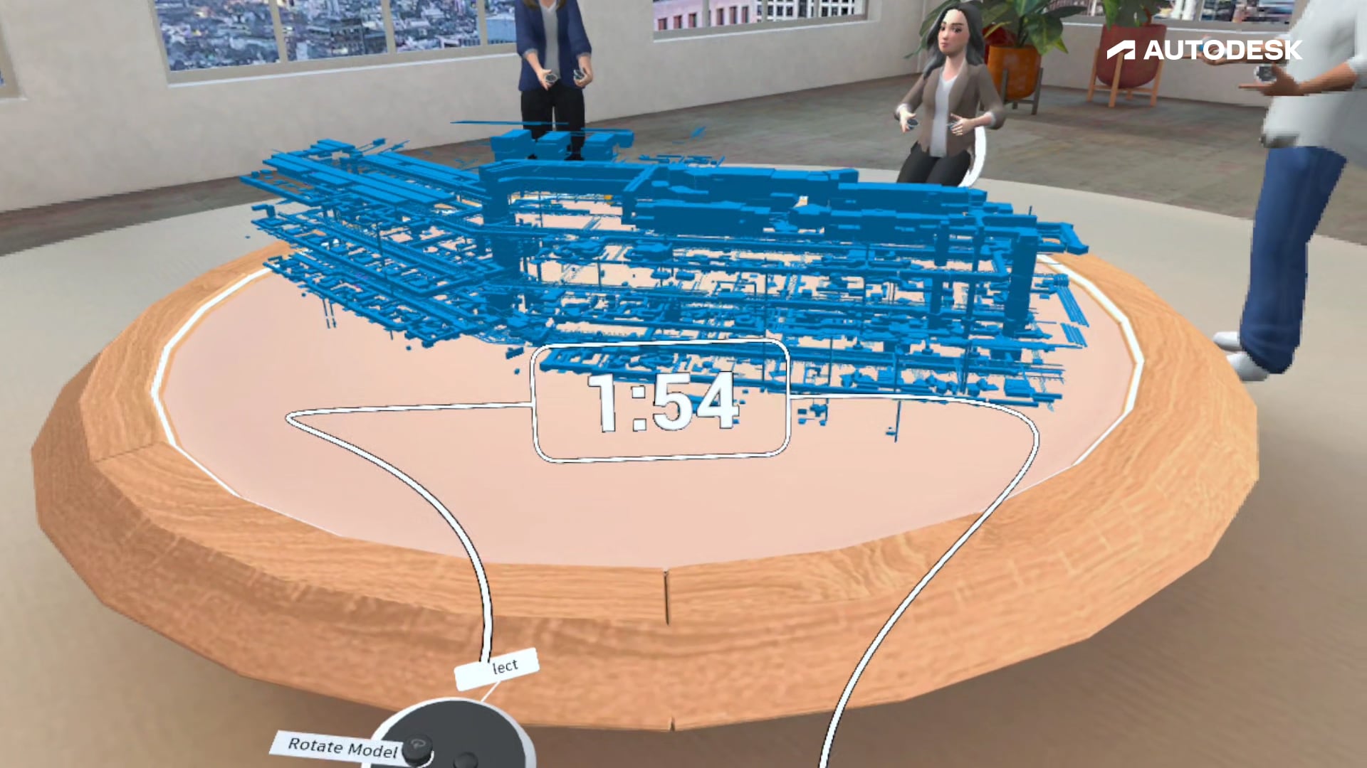 VR view of a model in a workshop