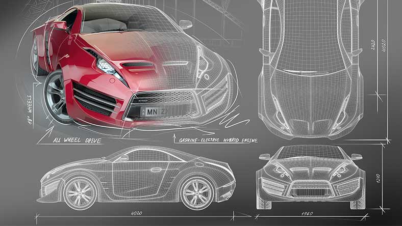 Blueprints of sports car