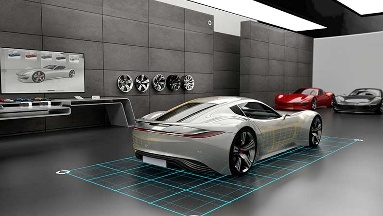 Rendering of a concept car. Designed using Alias and rendered in VRED