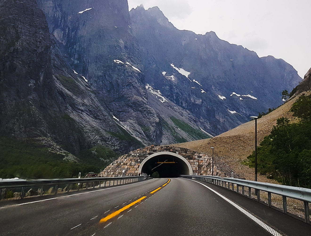 A tunnel runs beneath a mountain