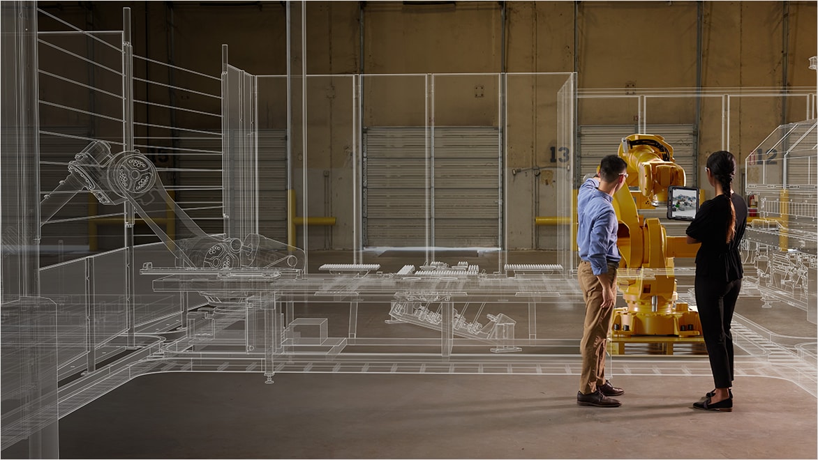 People working with machines