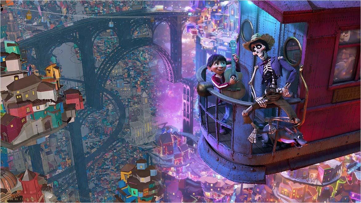 Animated cityscape from movie