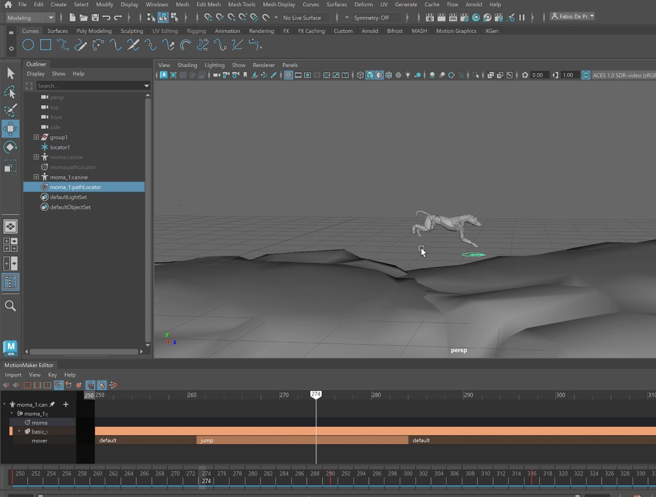 Dog jumping with MotionMaker in Maya