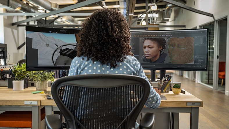 Artist working in a media and entertainment studio.