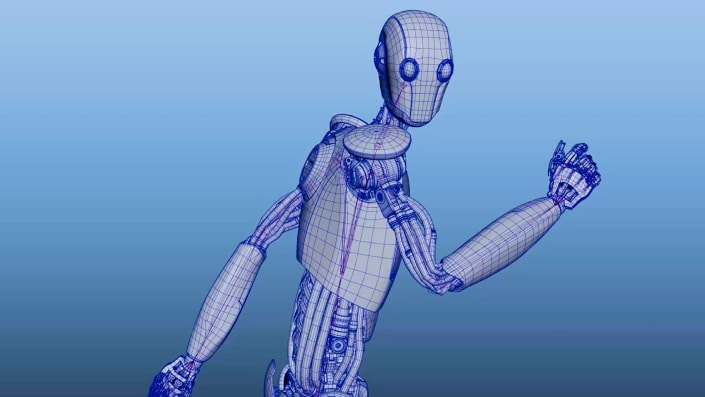 Robot wireframe in Maya 