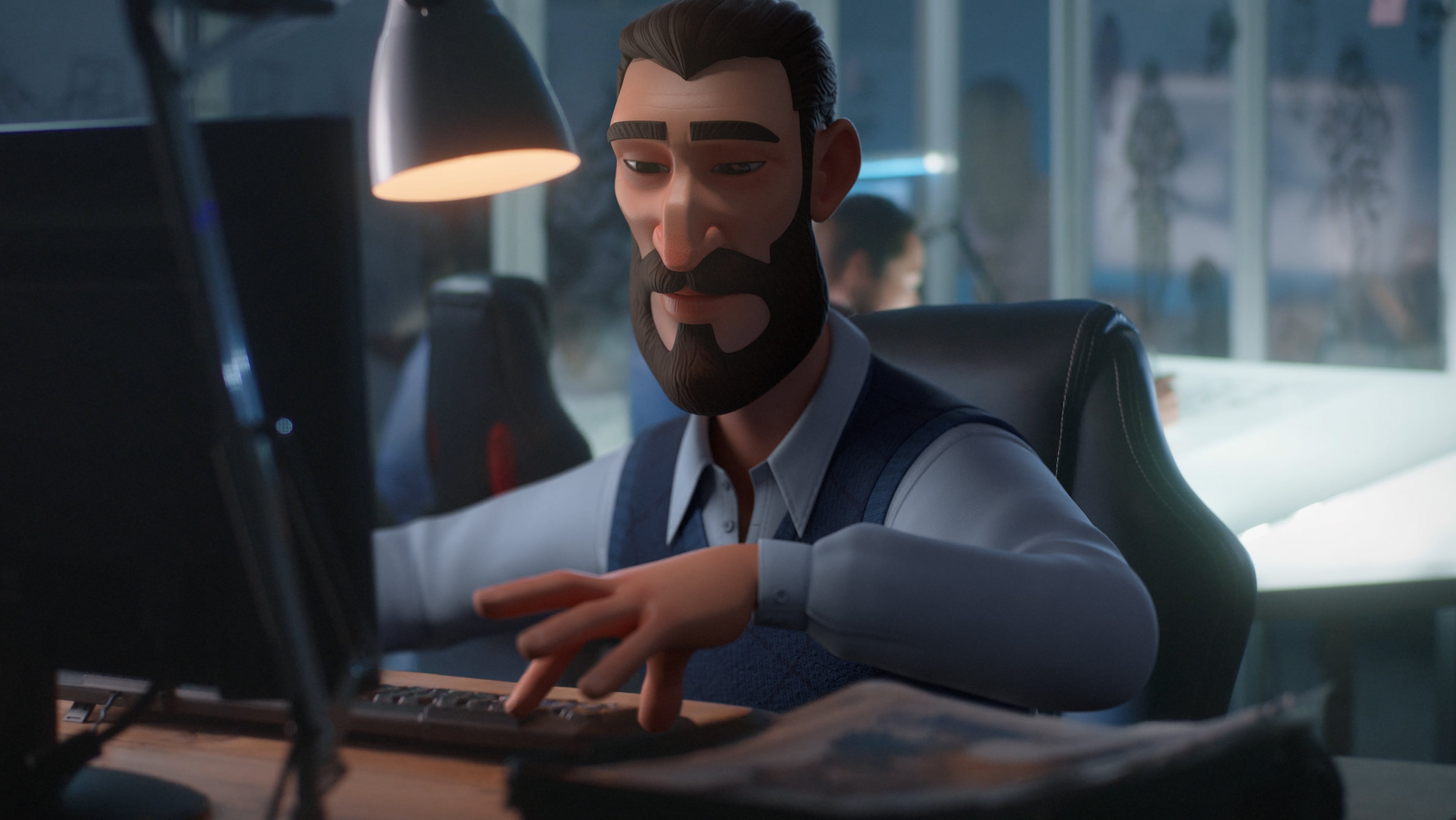 Man using a computer 