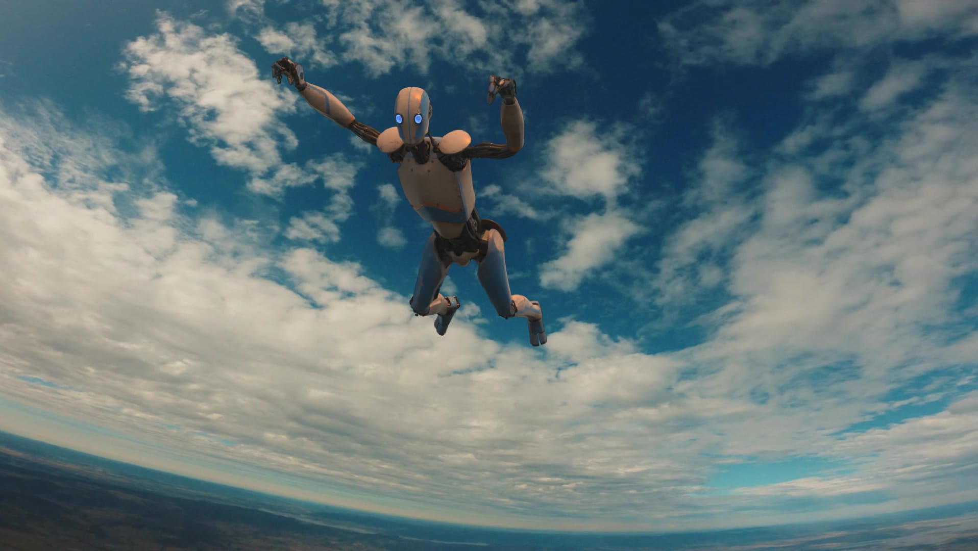 Robot falling from the sky