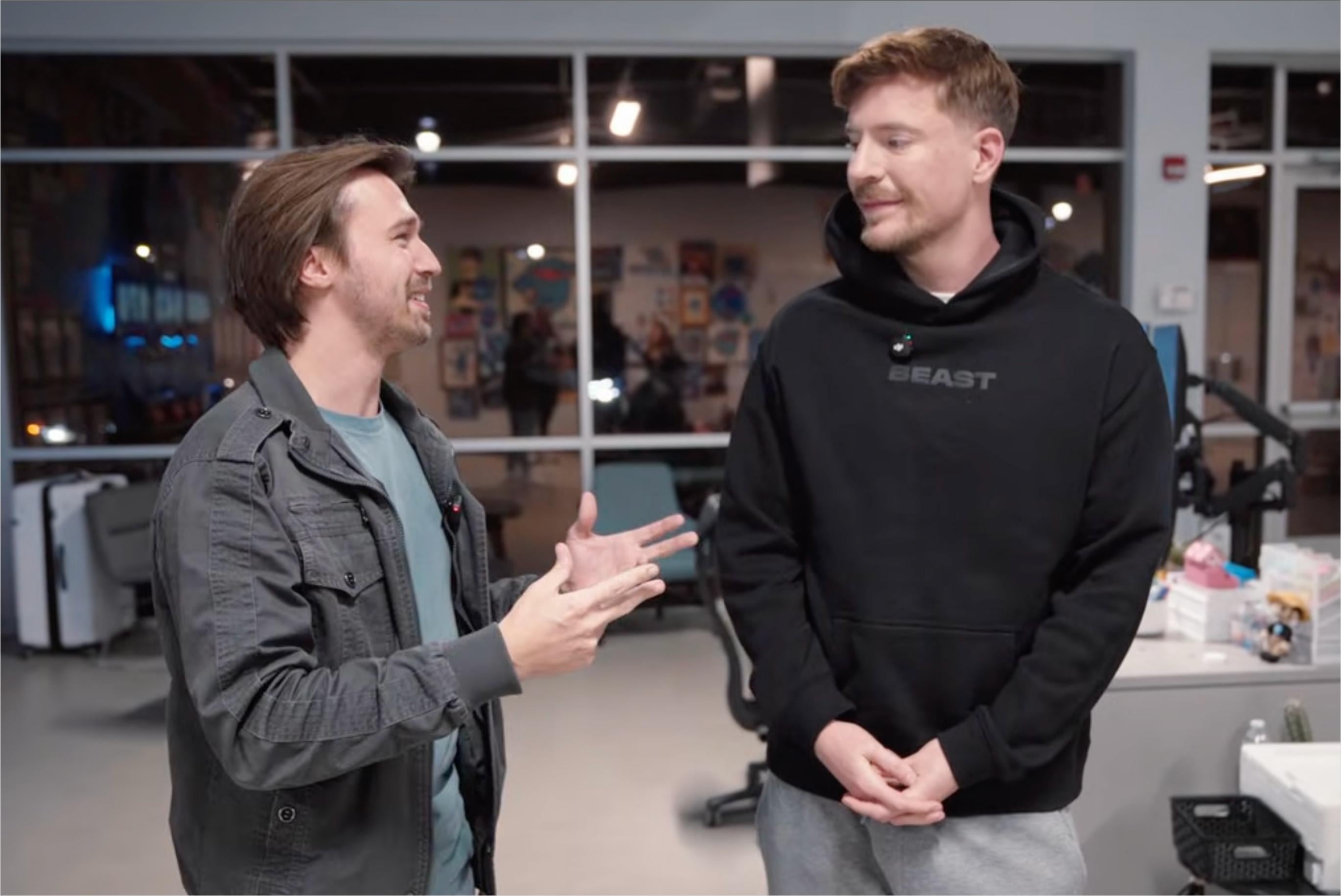 Two people in the middle of a conversation