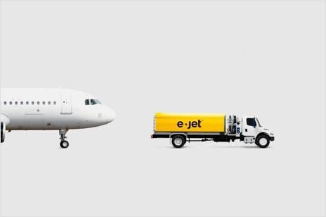 Abstract image of a plain and a truck