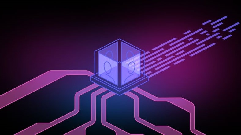 Engineer in office looking at factory model on table