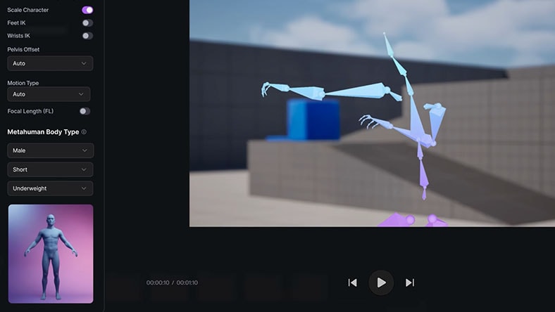 The Flow Studio interface, showing a character rig.