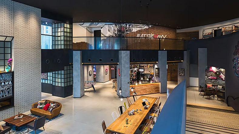 Modern creative workspace with open seating