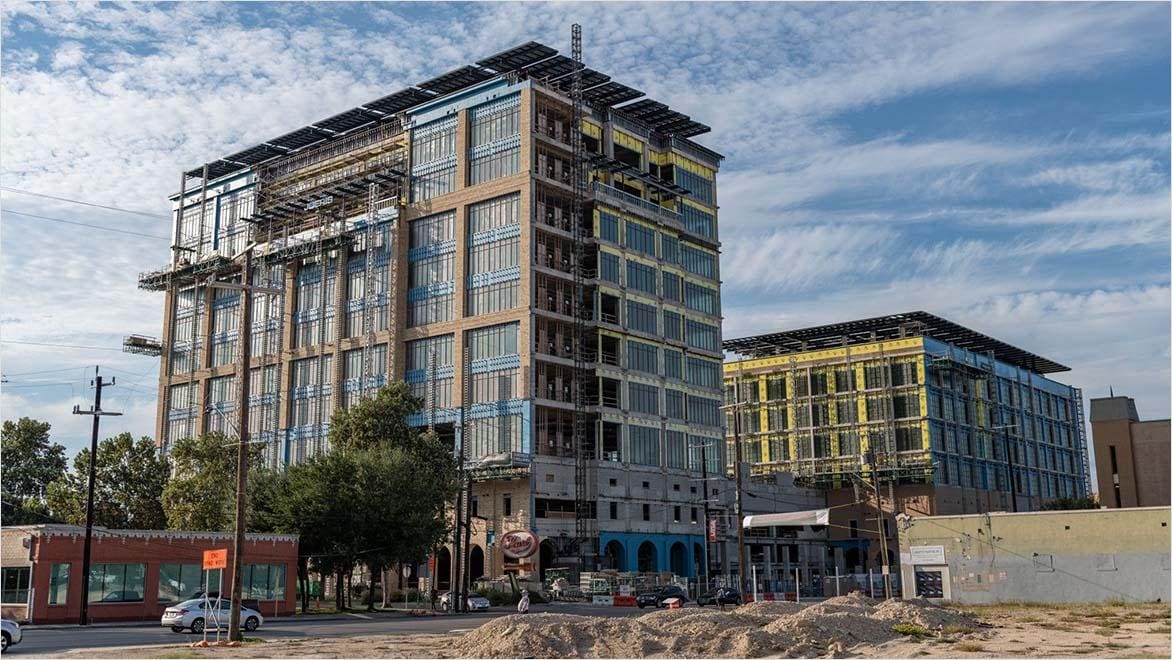 Commercial building under construction exterior.