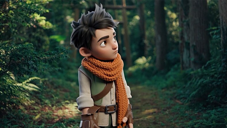 AI created male character in the woods