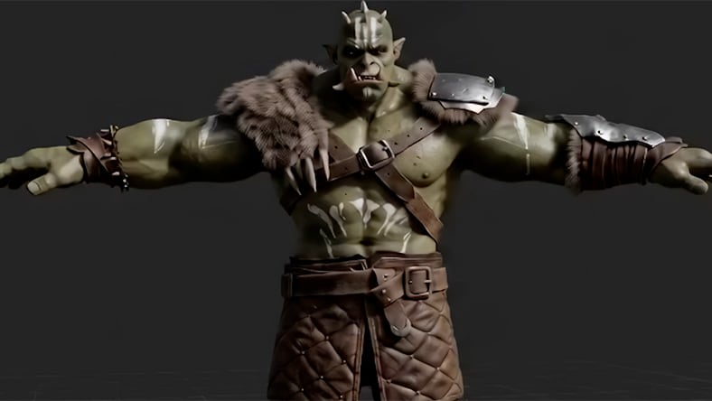 Green orc game character created with Flow Studio