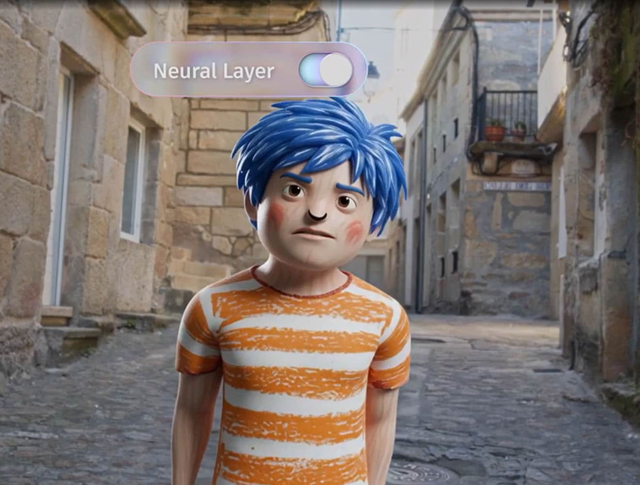 AI boy with blue hair created with Flow Studio's Wonder 3D