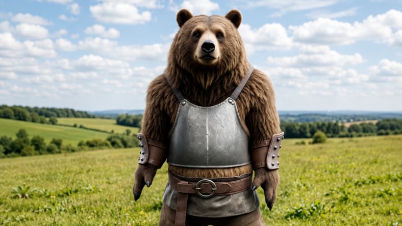3D Kodiak bear wearing armor