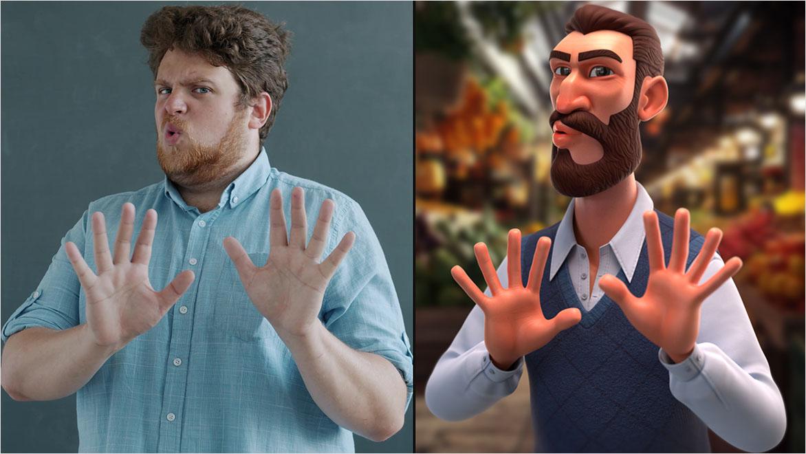 Photo-to-character transformation using AI character creation.
