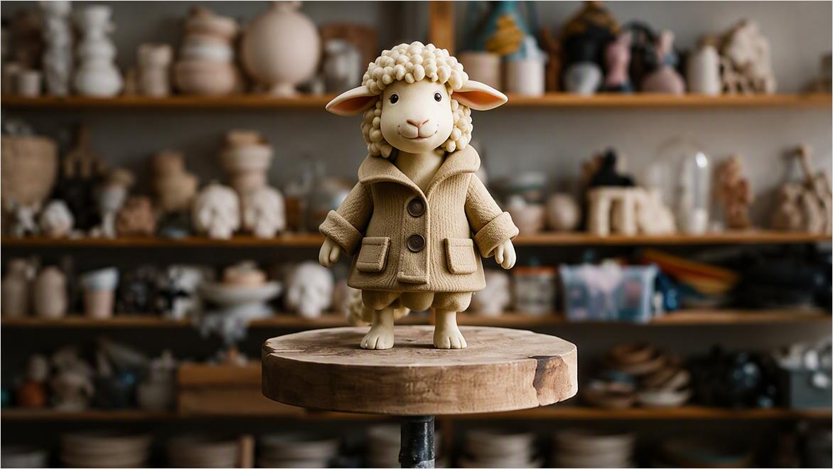 AI-generated 3D lamb character.
