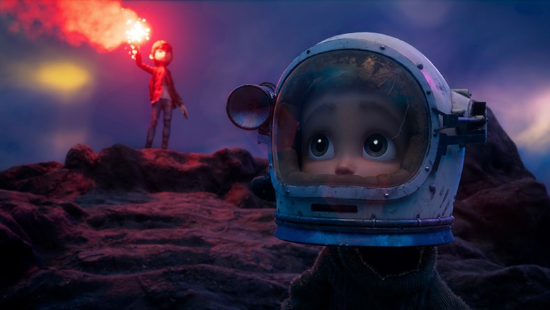 3D animated character in a space suit