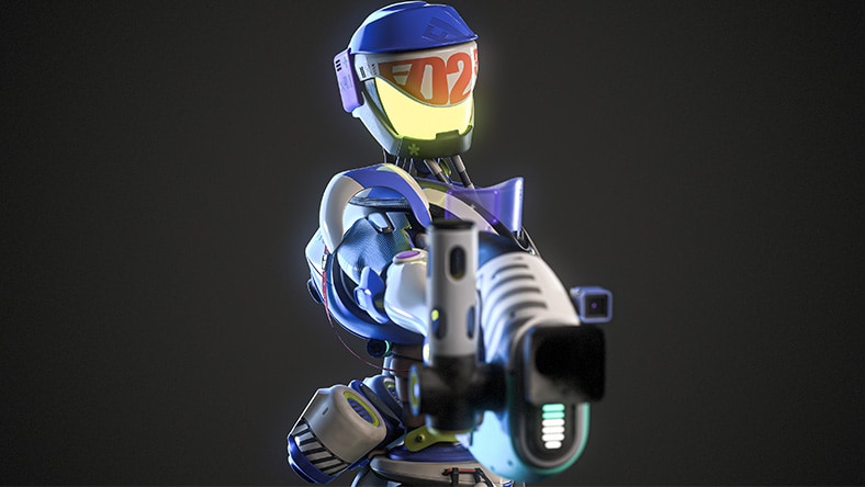 robot with a gun
